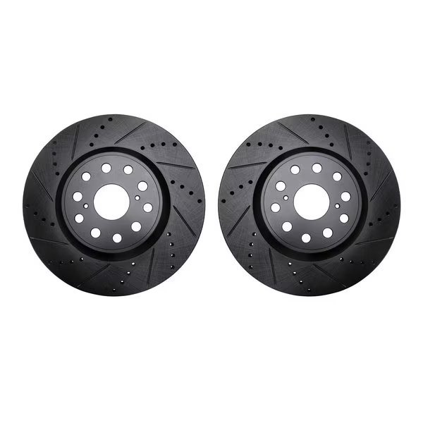 Rotors-Drilled and Slotted-Black, Zinc Plated black, Zinc Coated, 8002-75016, Dynamic Friction Co, Mfr#: 8002-75016